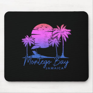 Montego Bay Jamaica Vintage Sunset Surfer Beach Mouse Mat