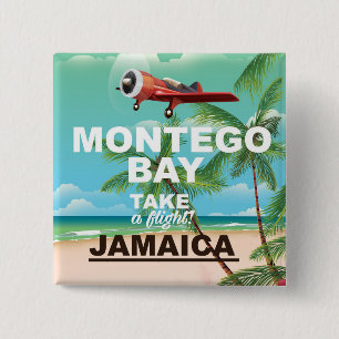 Montego Bay Jamaica vintage travel poster 15 Cm Square Badge