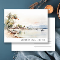 Montego Bay Jamaica Watercolor Landscape Travel