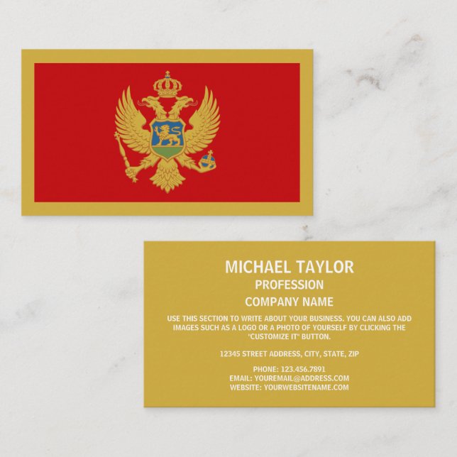 Montenegrin Flag & Coat of Arms, Montenegro Business Card (Front/Back)