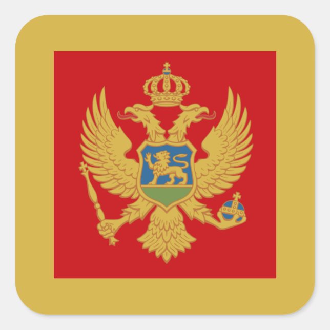 Montenegrin Flag & Coat of Arms, Montenegro Square Sticker (Front)