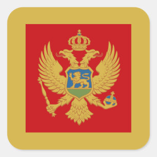 Montenegrin Flag & Coat of Arms, Montenegro Square Sticker