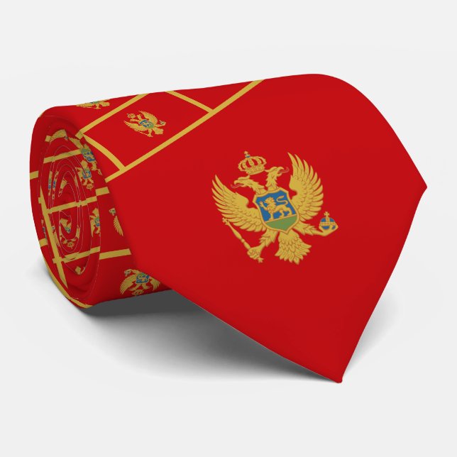 Montenegrin Flag & Coat of Arms, Montenegro Tie (Rolled)