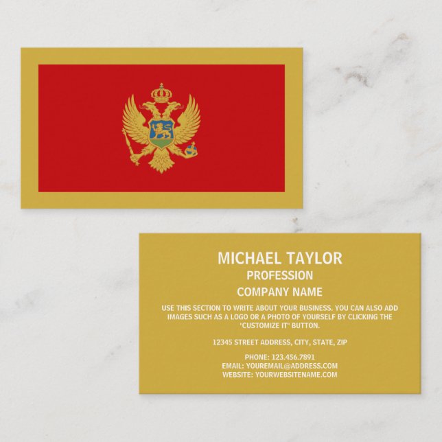 Montenegrin Flag, Flag of Montenegro Business Card (Front/Back)