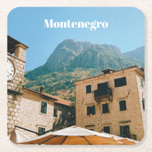 Montenegro Cityscape Square Paper Coaster