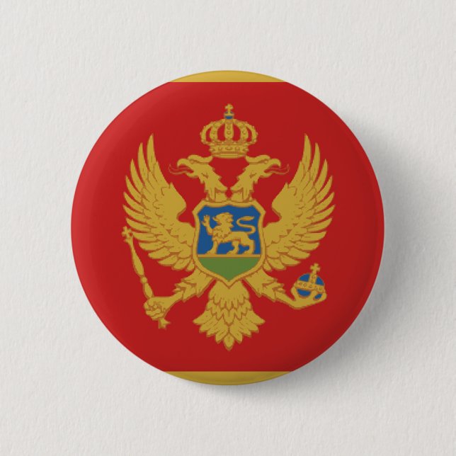 Montenegro country flag nation symbol 6 cm round badge (Front)