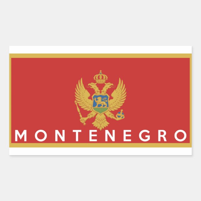 montenegro country flag symbol name text rectangular sticker (Front)