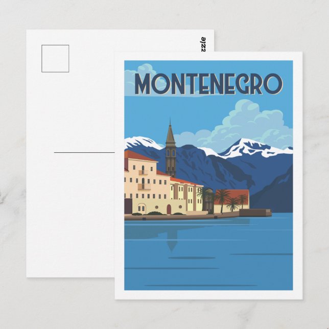 Montenegro Famous Travel Place Illustration Postcard (Front/Back)