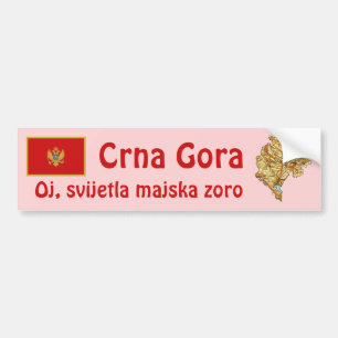 Montenegro Flag + Map Bumper Sticker