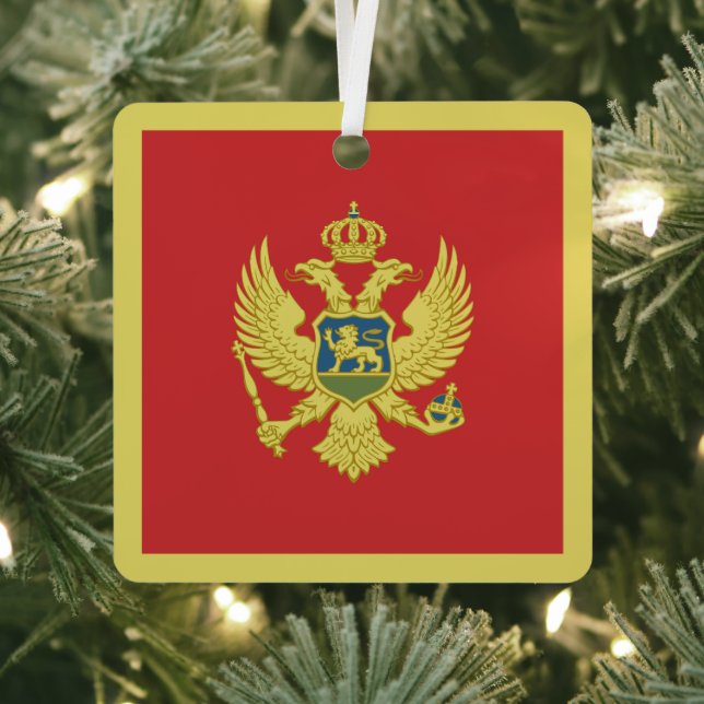 Montenegro Flag Metal Tree Decoration (Insitu)