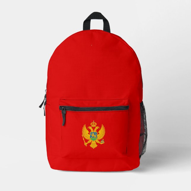 Montenegro Flag Printed Backpack (Front)