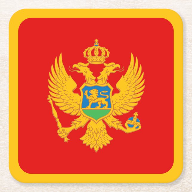 Montenegro Flag Square Paper Coaster (Front)
