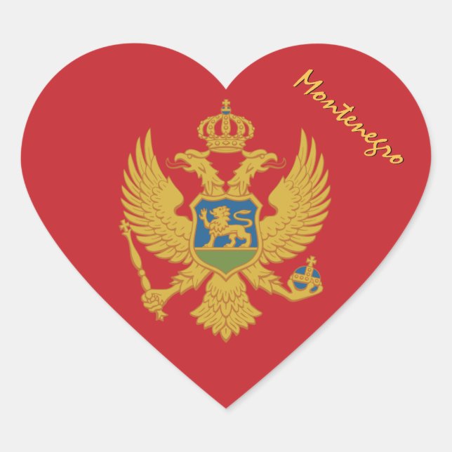 Montenegro Heart Sticker, Patriots Montenegro Flag Heart Sticker (Front)