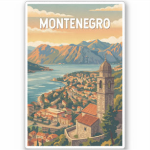 Montenegro Illustration Travel Art Vintage