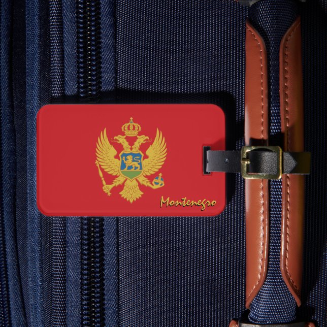 Montenegro Luggage Tags, patriotic Flag Tag (Front Insitu 4)