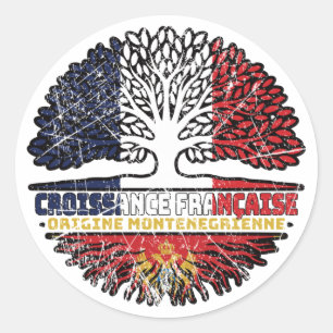 Montenegro Montenegrin French France Tree Roots Classic Round Sticker