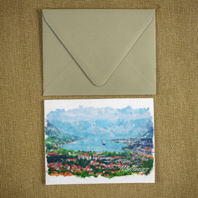 Montenegro Panorama View Travel Postcard (montenegro kodor bay postcard)