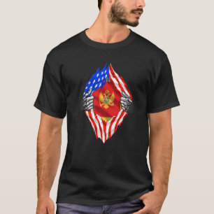 Montenegro Roots Usa Flag Patriotic Montenegrin He T-Shirt