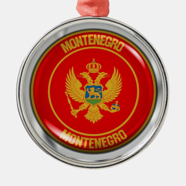 Montenegro Round Emblem Metal Tree Decoration (Front)