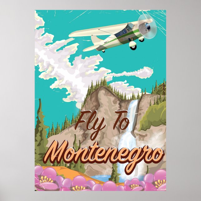 Montenegro vintage flight travel poster (Front)