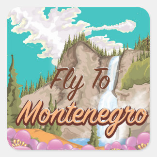 Montenegro vintage flight travel poster square sticker