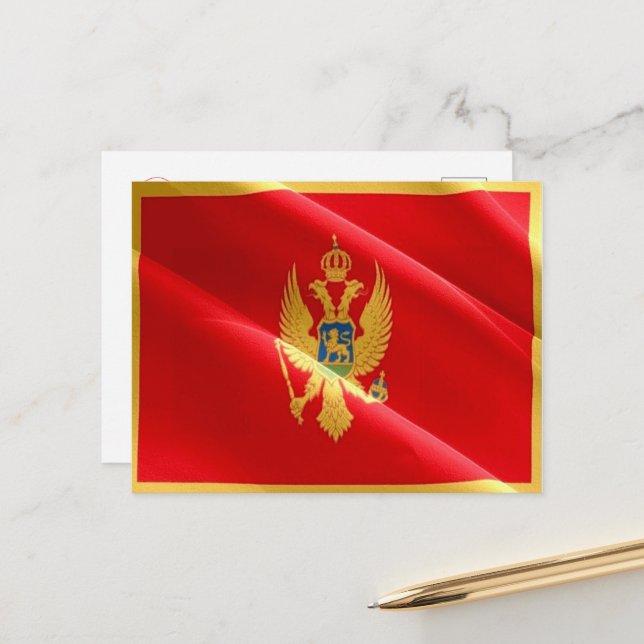 Montenegro - Waving Flag - Postcard (Front/Back In Situ)
