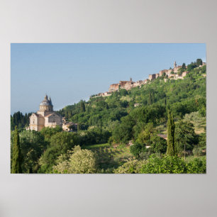 Montepulciano cathedral and town poster print