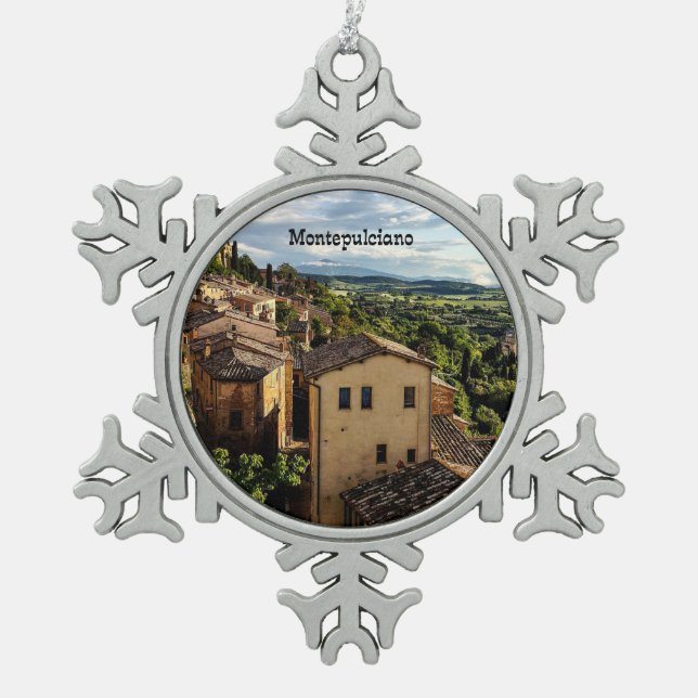 Montepulciano, Toscana, Italy Snowflake Pewter Christmas Ornament (Front)