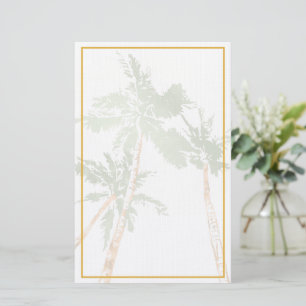 Montera Leaf Gold Border Tropical Stationery