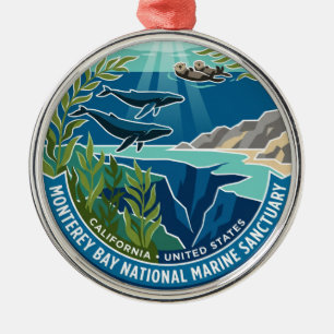 Monterey Bay National Marine Sanctuary California Metal Tree Decoration