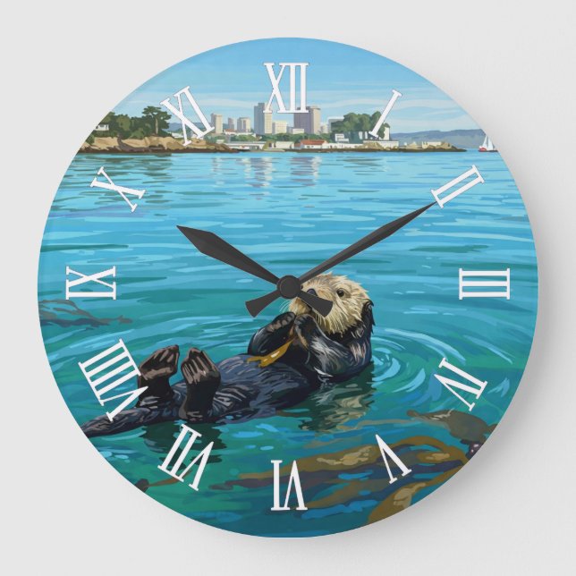 Monterey Bay Sea Otter California Travel Large Clock (Front)