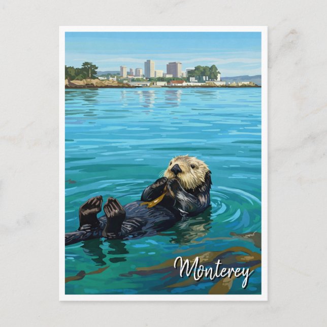Monterey Bay Sea Otter California Travel Postcard (Front)