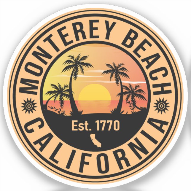 Monterey Beach California Retro Sunset Souvenirs (Front)
