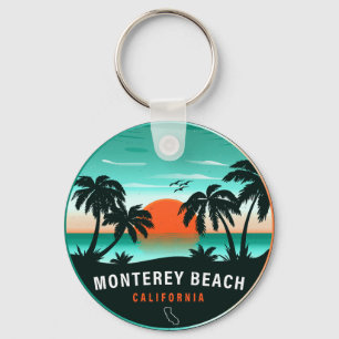 Monterey Beach California Retro Sunset Souvenirs Key Ring
