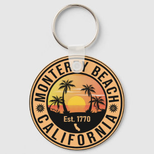 Monterey Beach California Retro Sunset Souvenirs Key Ring