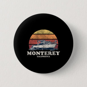 Monterey Ca Vintage Boating 70s Retro Boat Design 6 Cm Round Badge