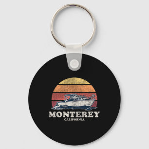 Monterey Ca Vintage Boating 70s Retro Boat Design Key Ring