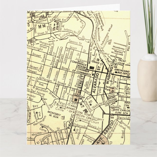 Monterey, CA Vintage Map Card (Front)