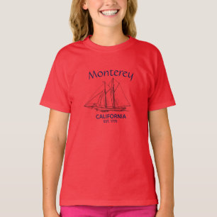 Monterey California Sailboat Yachting, girl's T-Shirt
