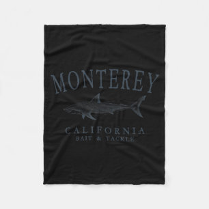 Monterey california shark retro slate art fishing fleece blanket