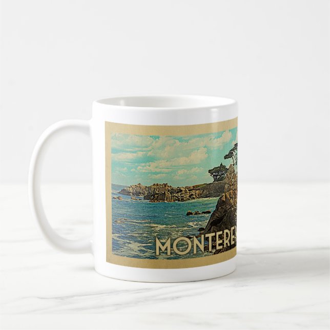 Monterey California Vintage Travel Coffee Mug (Left)