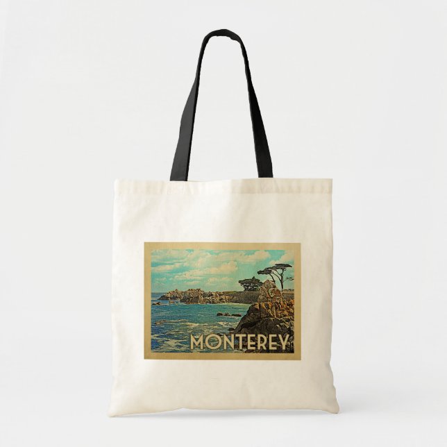 Monterey California Vintage Travel Tote Bag (Front)