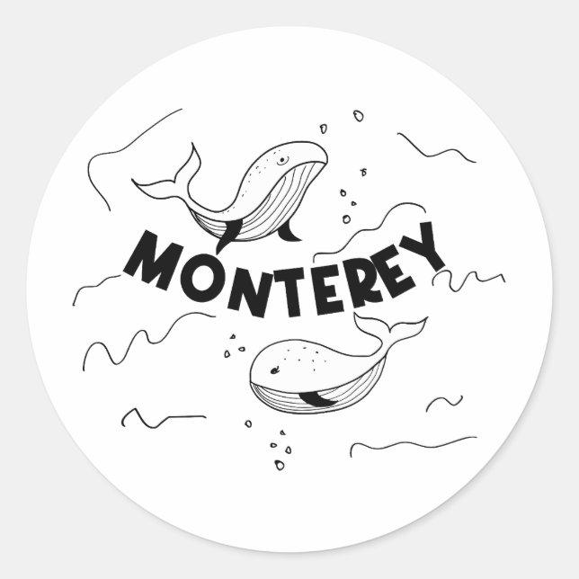 Monterey California Whales Classic Round Sticker (Front)