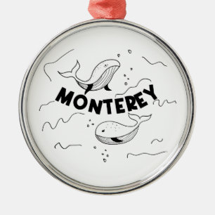Monterey California Whales Metal Tree Decoration