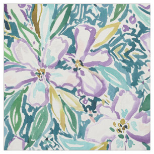 MONTEREY FLORAL Tropical Watercolor Print Fabric