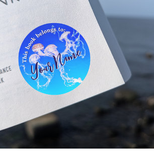 Monterey Jellyfish Customizable Book Sticker