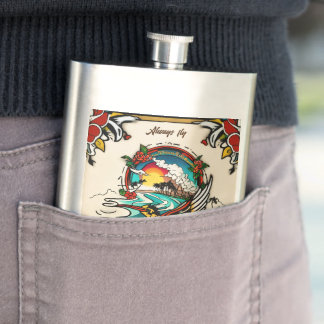 Monterey Tattoo Design: A Symbol of Strength Pow Hip Flask