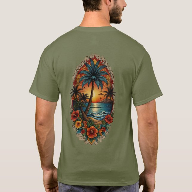 "Monterey Tropics: Tattoo-Inspired T-Shirt Art" (Back)