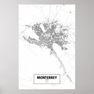 Monterrey, Mexico (black on white) Poster