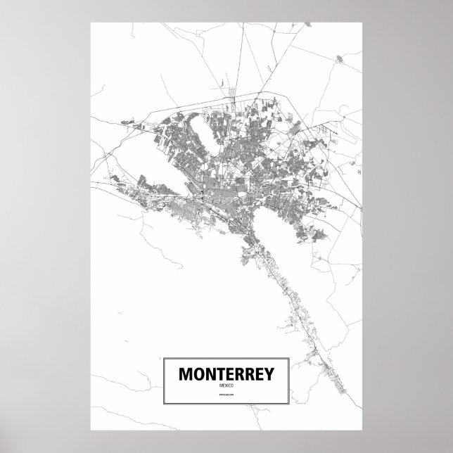 Monterrey, Mexico (black on white) Poster (Front)